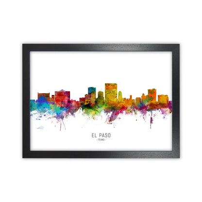 El Paso Texas Skyline Art Print by Michael Tompsett Black Grain