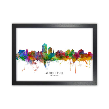 Albuquerque New Mexico Skyline Art Print by Michael Tompsett Black Grain