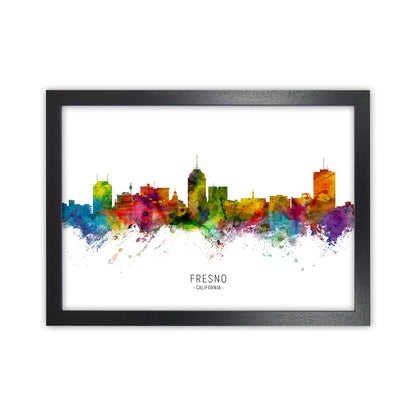 Fresno California Skyline Art Print by Michael Tompsett Black Grain