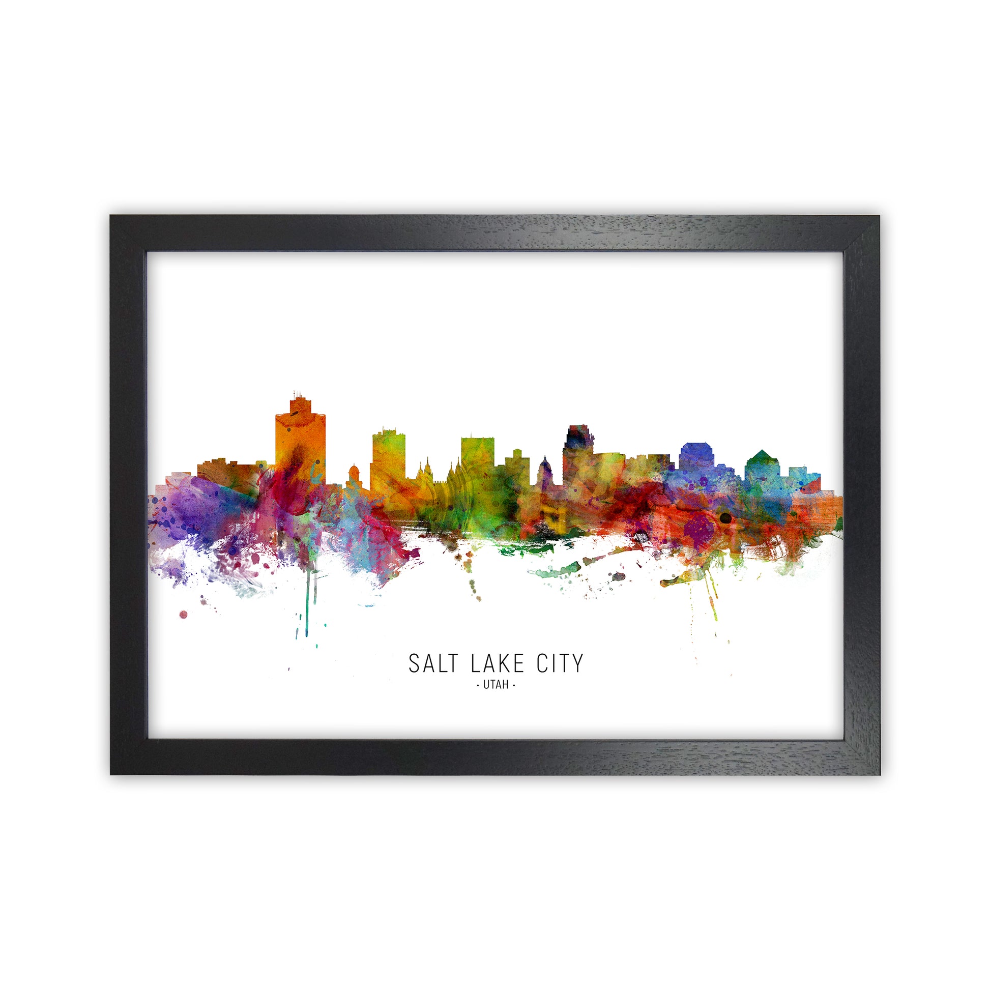 Salt Lake City Utah Skyline Art Print by Michael Tompsett Black Grain