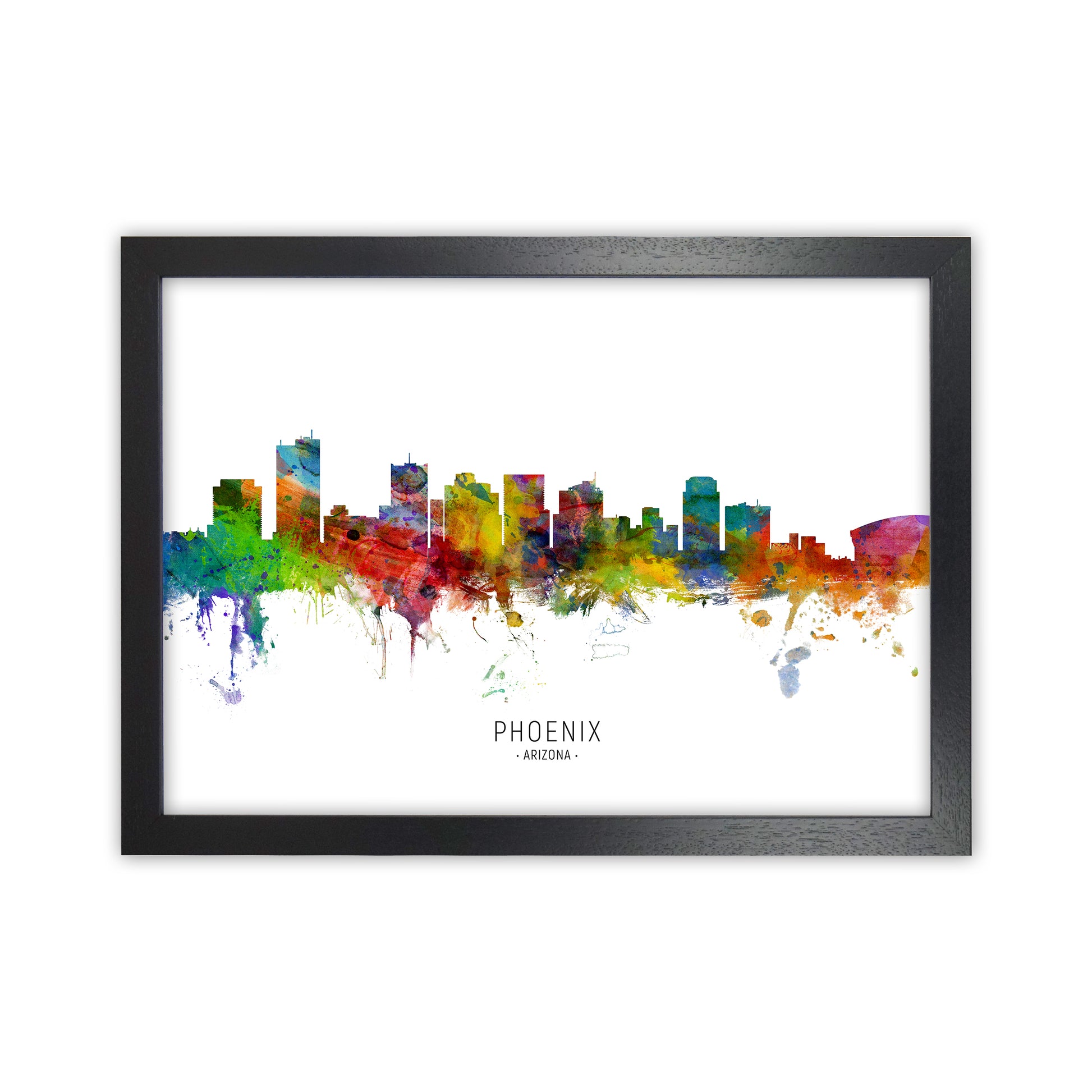 Phoenix Arizona Skyline Art Print by Michael Tompsett Black Grain