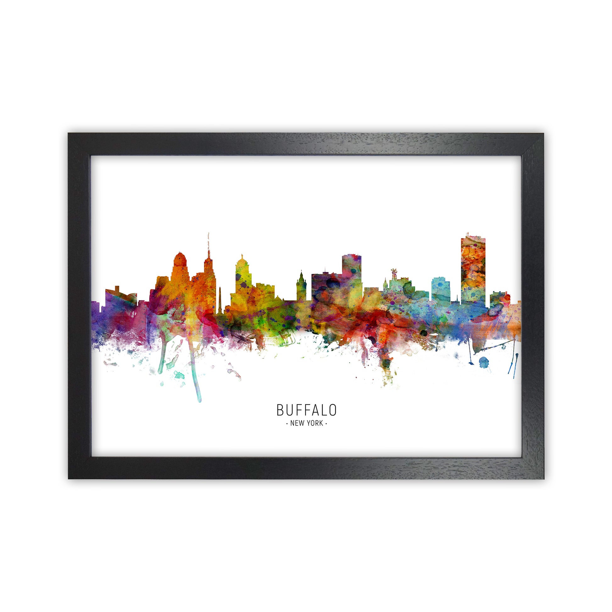 Buffalo New York Skyline Art Print by Michael Tompsett Black Grain