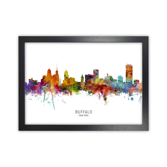Buffalo New York Skyline Art Print by Michael Tompsett Black Grain