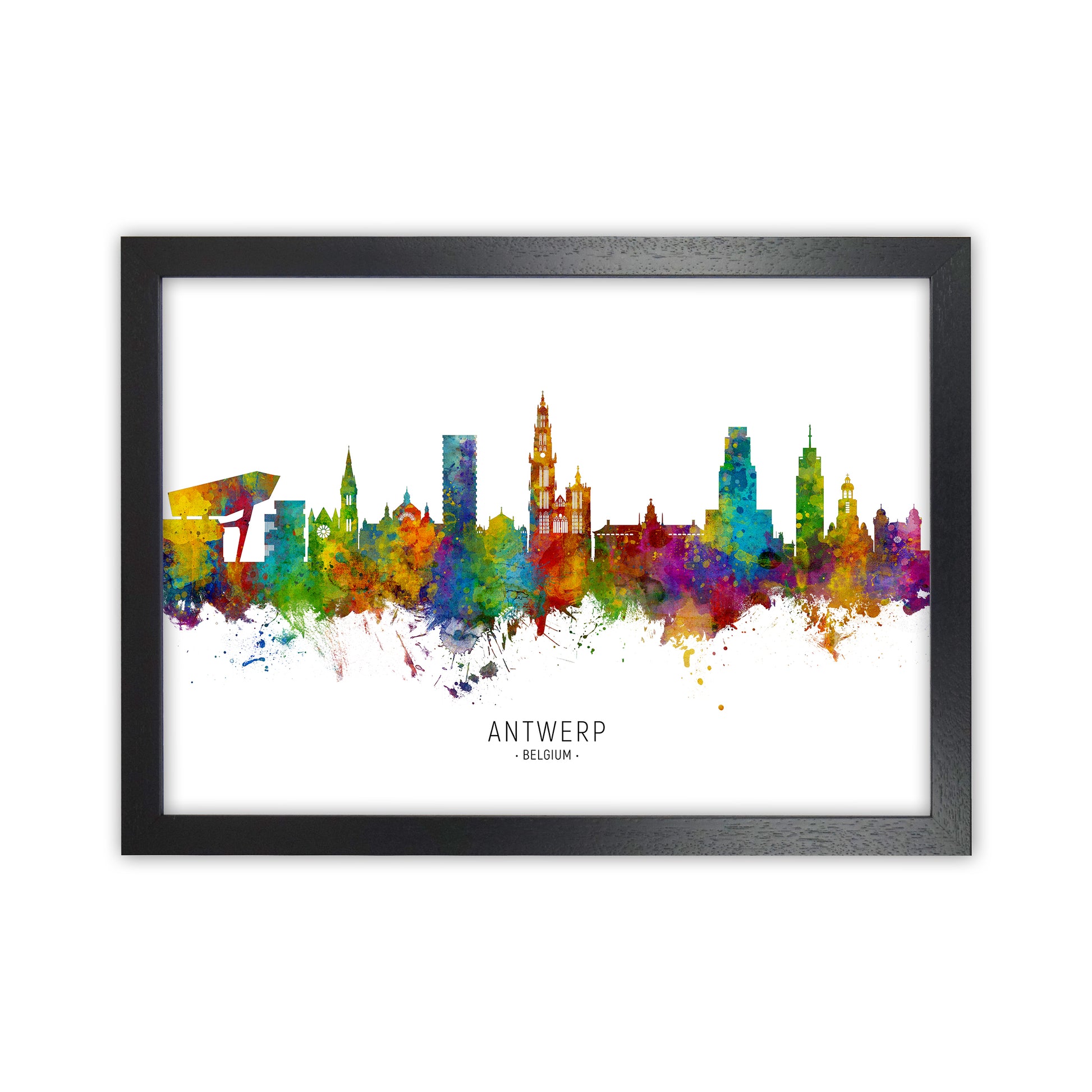 Antwerp Belgium Skyline Art Print by Michael Tompsett Black Grain