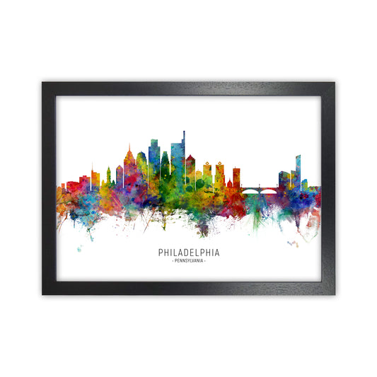 Philadelphia Pennsylvania Skyline Print by Michael Tompsett Black Grain