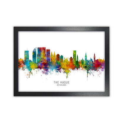The Hague Netherlands Skyline Art Print by Michael Tompsett Black Grain