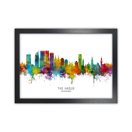 The Hague Netherlands Skyline Art Print by Michael Tompsett Black Grain