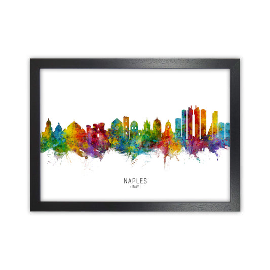 Naples Italy Skyline Art Print by Michael Tompsett Black Grain