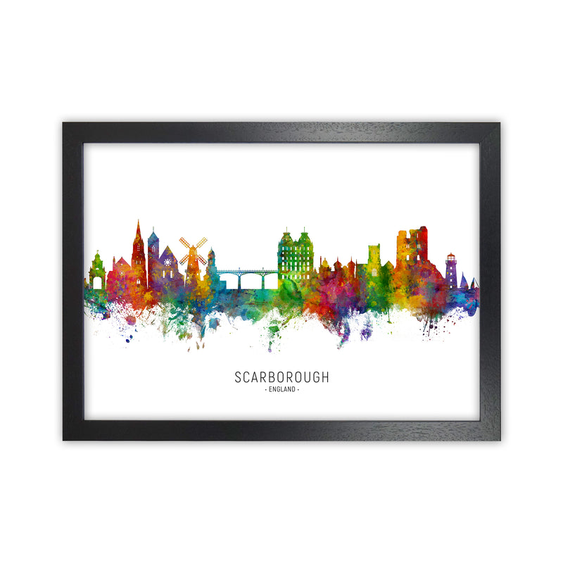 Scarborough England Skyline Art Print by Michael Tompsett Black Grain