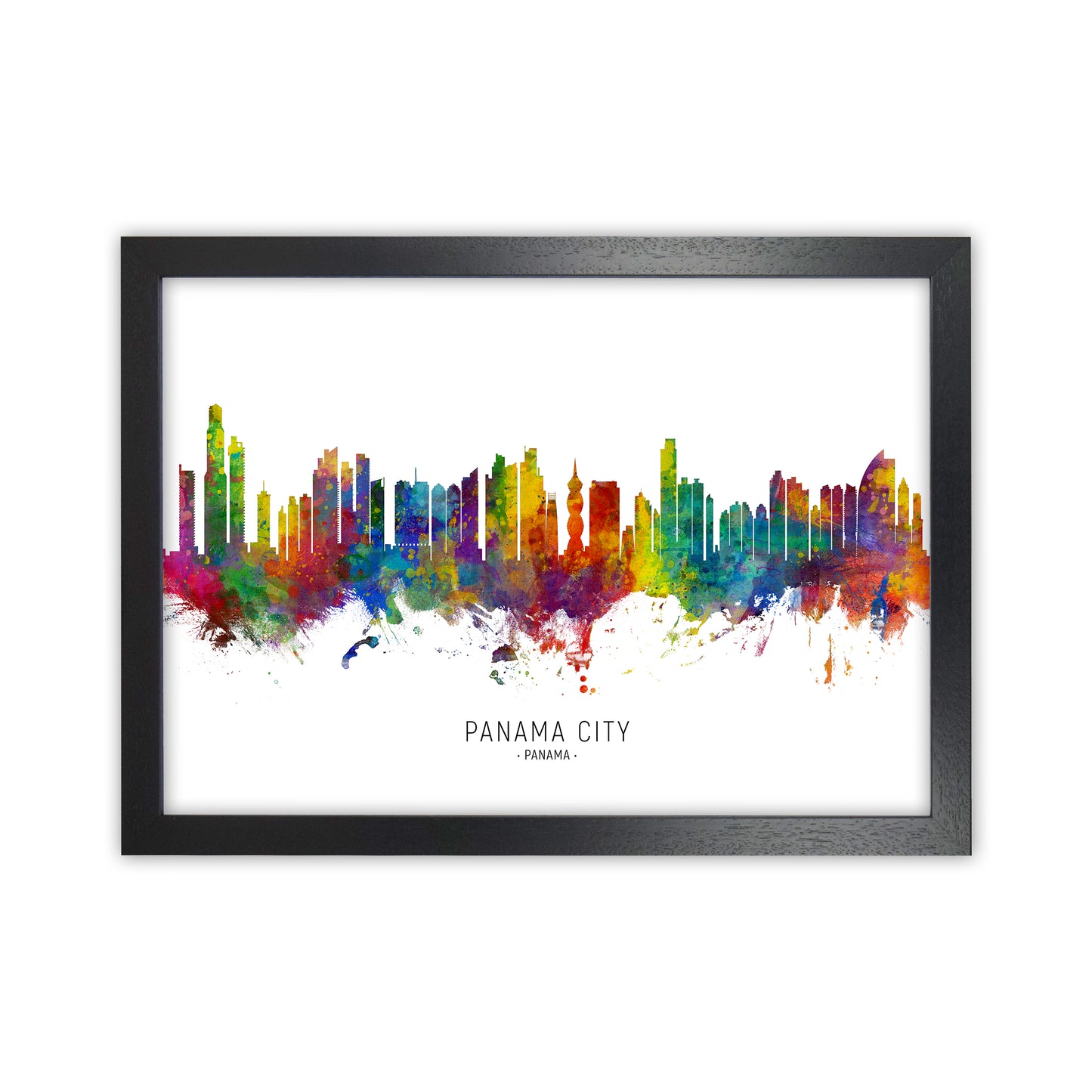 Panama City Panama Skyline Art Print by Michael Tompsett Black Grain