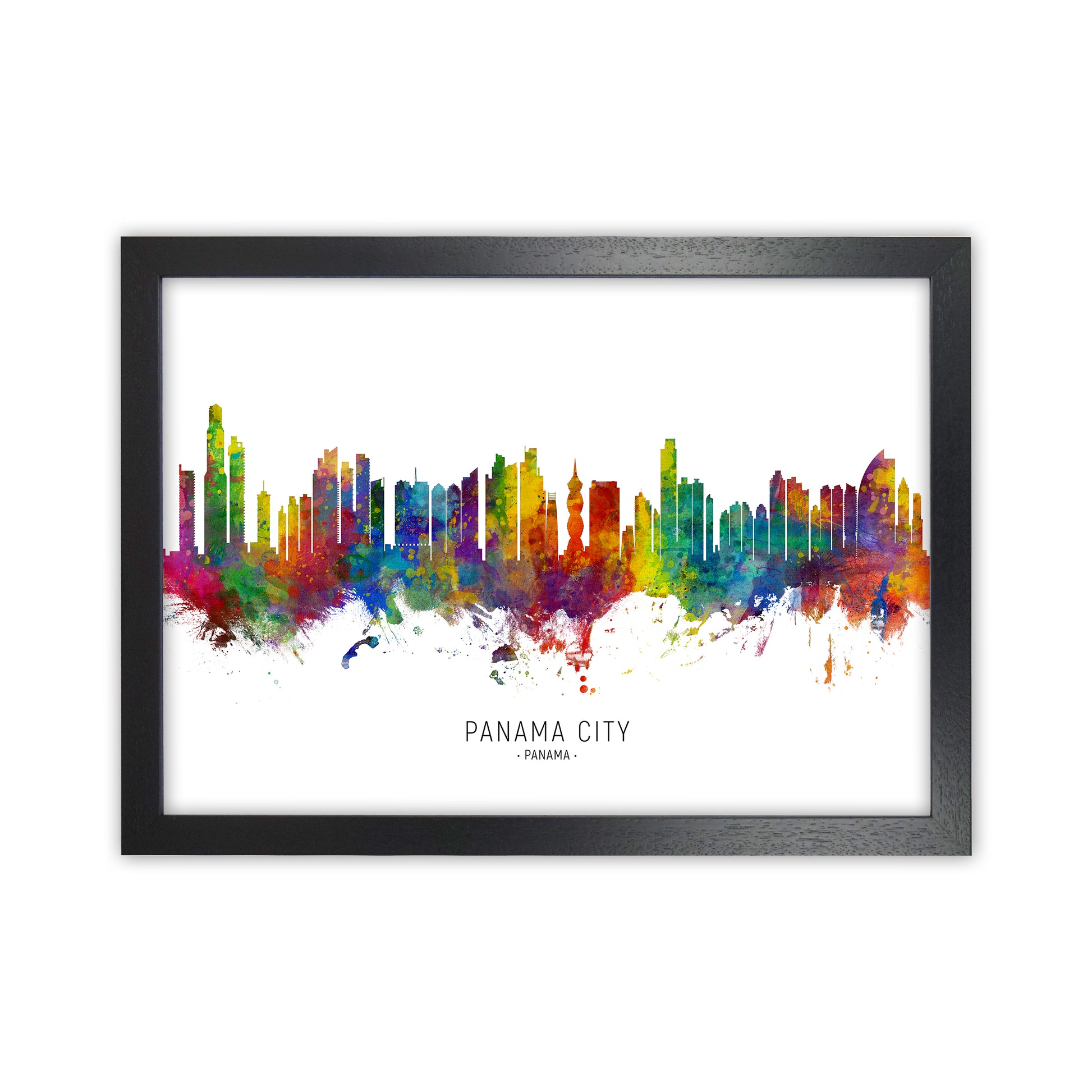 Panama City Panama Skyline Art Print by Michael Tompsett Black Grain