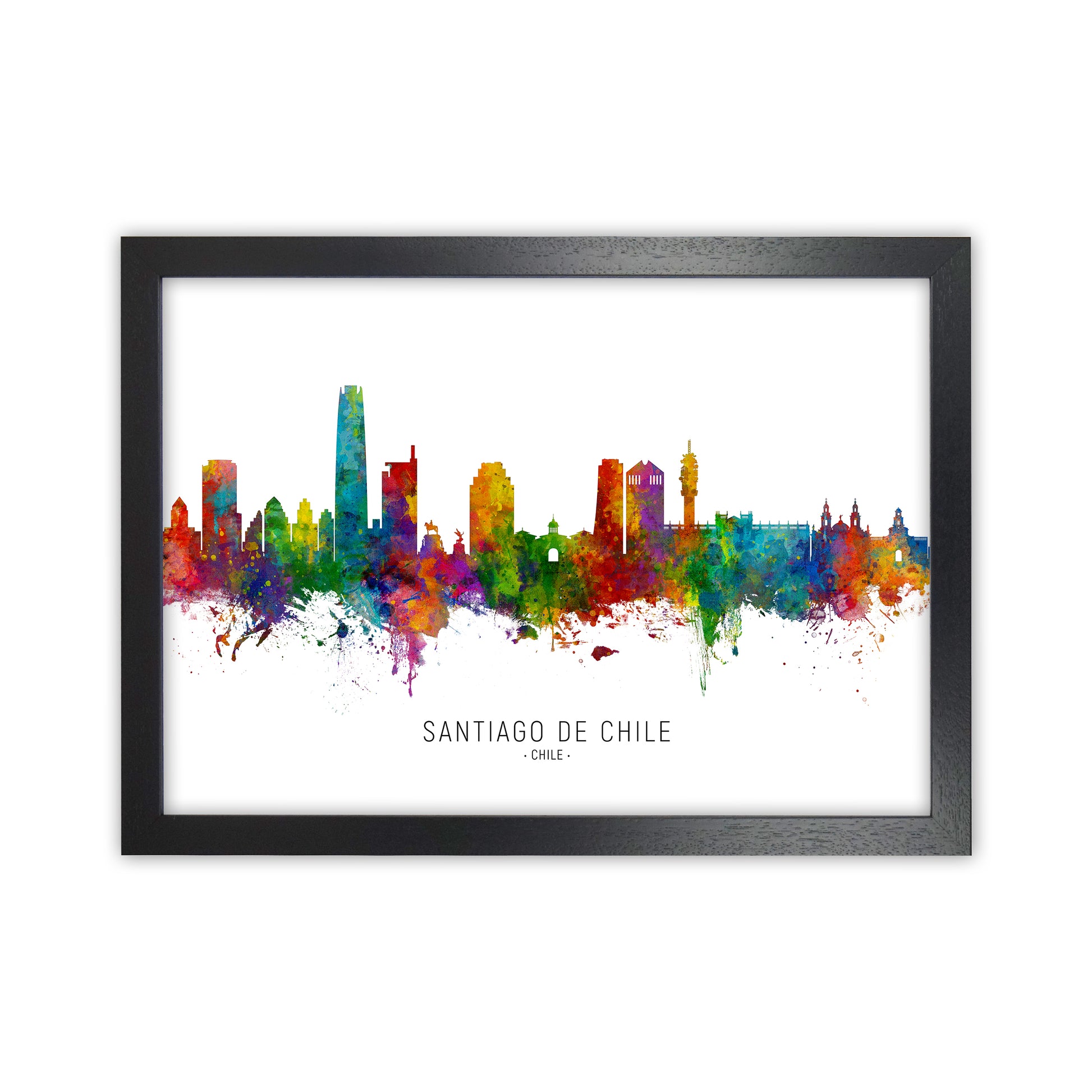 Santiago De Chile Chile Skyline Art Print by Michael Tompsett Black Grain