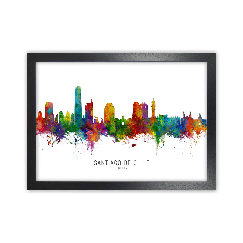 Santiago De Chile Chile Skyline Art Print by Michael Tompsett Black Grain