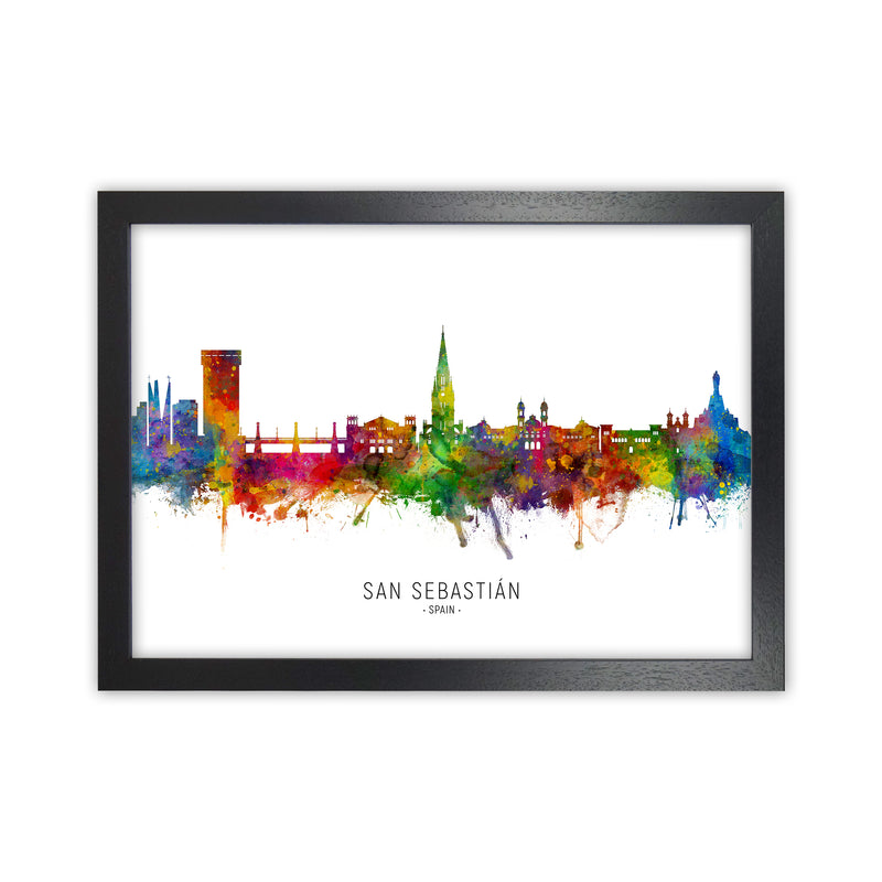 San Sebastian Spain Skyline Art Print by Michael Tompsett Black Grain