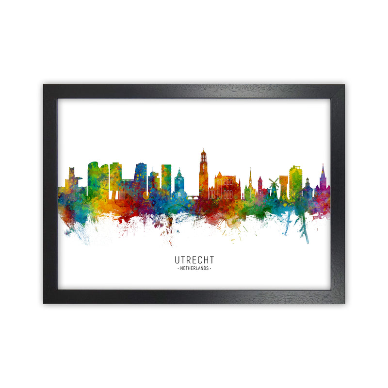 Utrecht Netherlands Skyline Art Print by Michael Tompsett Black Grain
