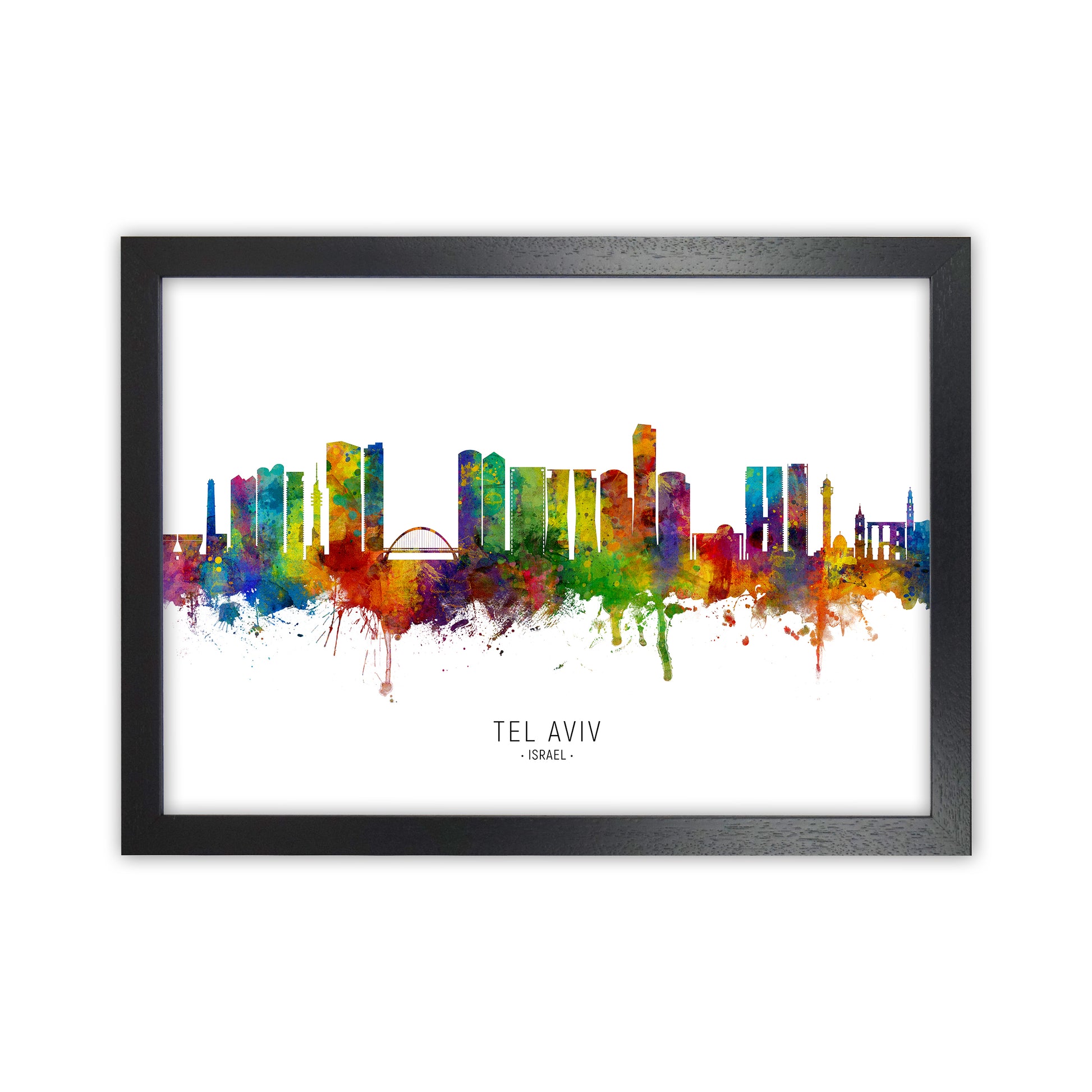 Tel Aviv Israel Skyline Art Print by Michael Tompsett Black Grain