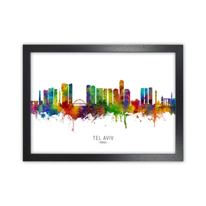 Tel Aviv Israel Skyline Art Print by Michael Tompsett Black Grain