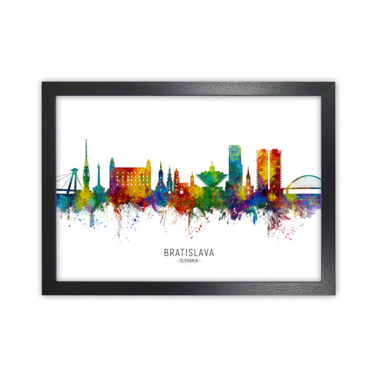 Bratislava Slovakia Skyline Art Print by Michael Tompsett Black Grain