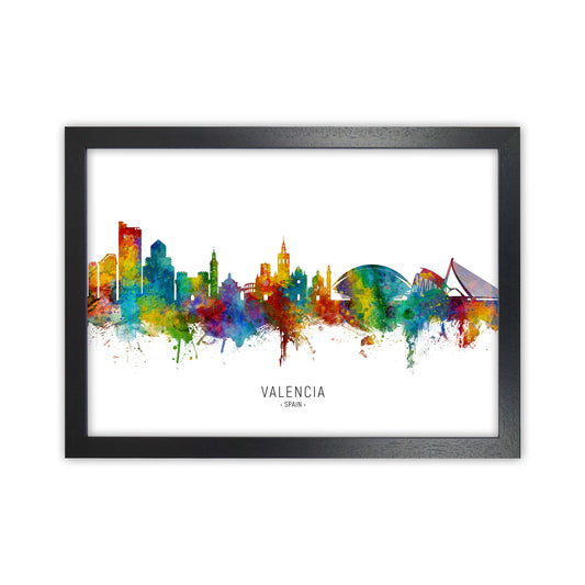 Valencia Spain Skyline Art Print by Michael Tompsett Black Grain