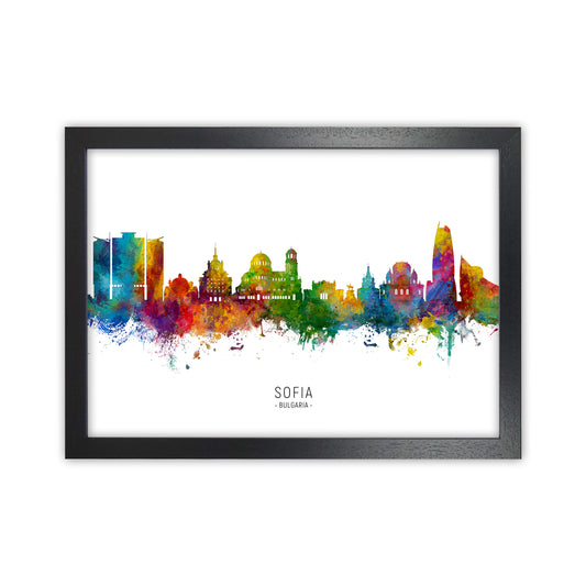 Sofia Bulgaria Skyline Art Print by Michael Tompsett Black Grain