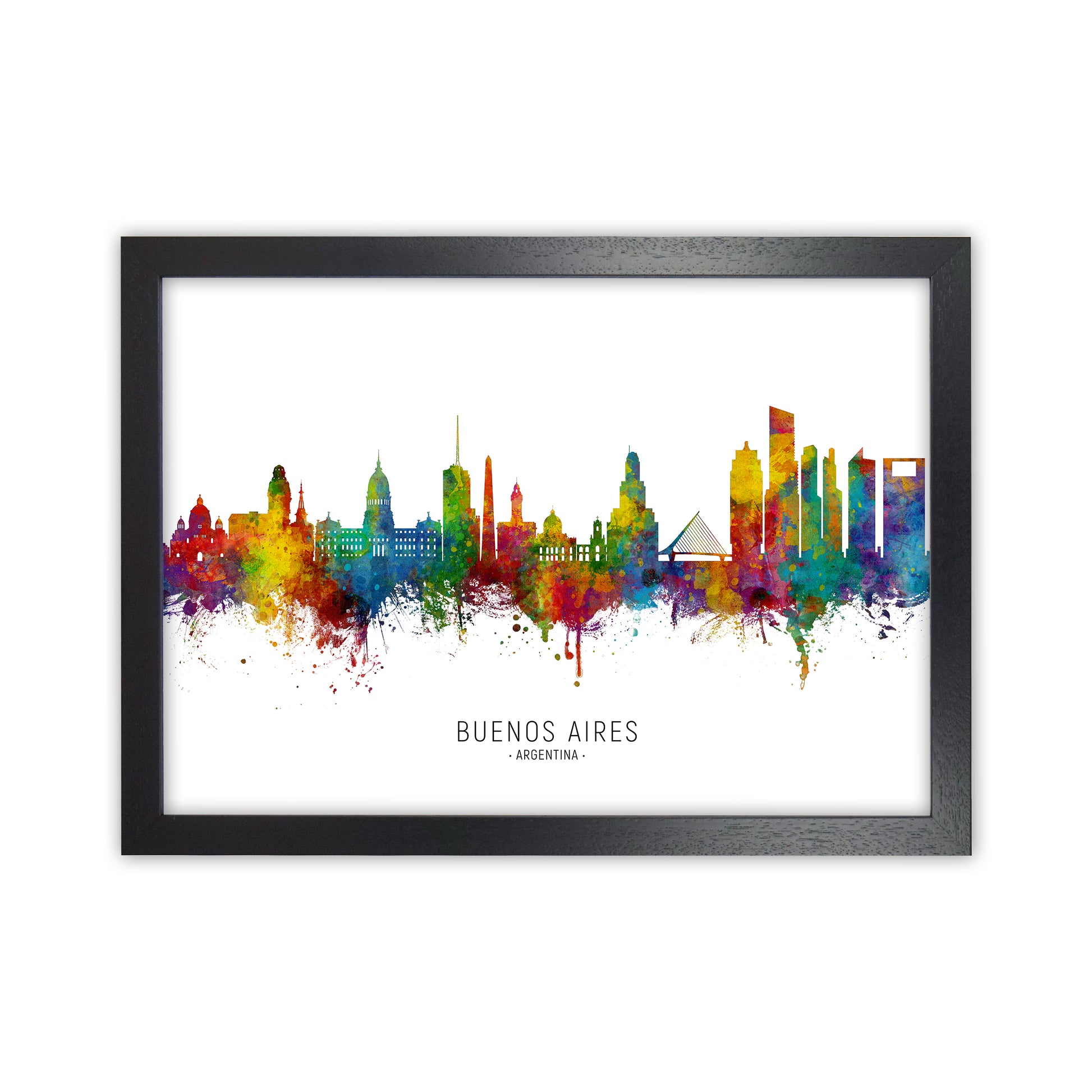 Buenos Aires Argentina Skyline Art Print by Michael Tompsett Black Grain