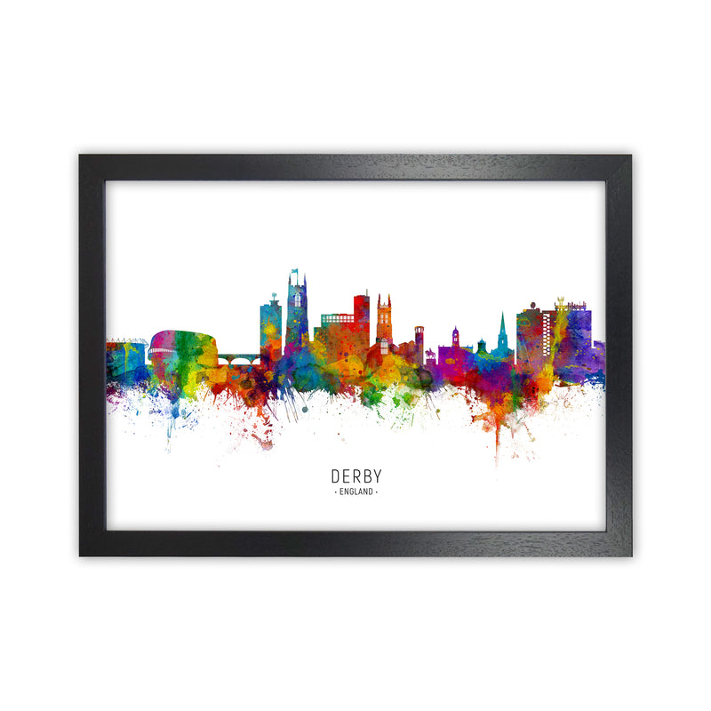 Derby England Skyline Art Print by Michael Tompsett Black Grain