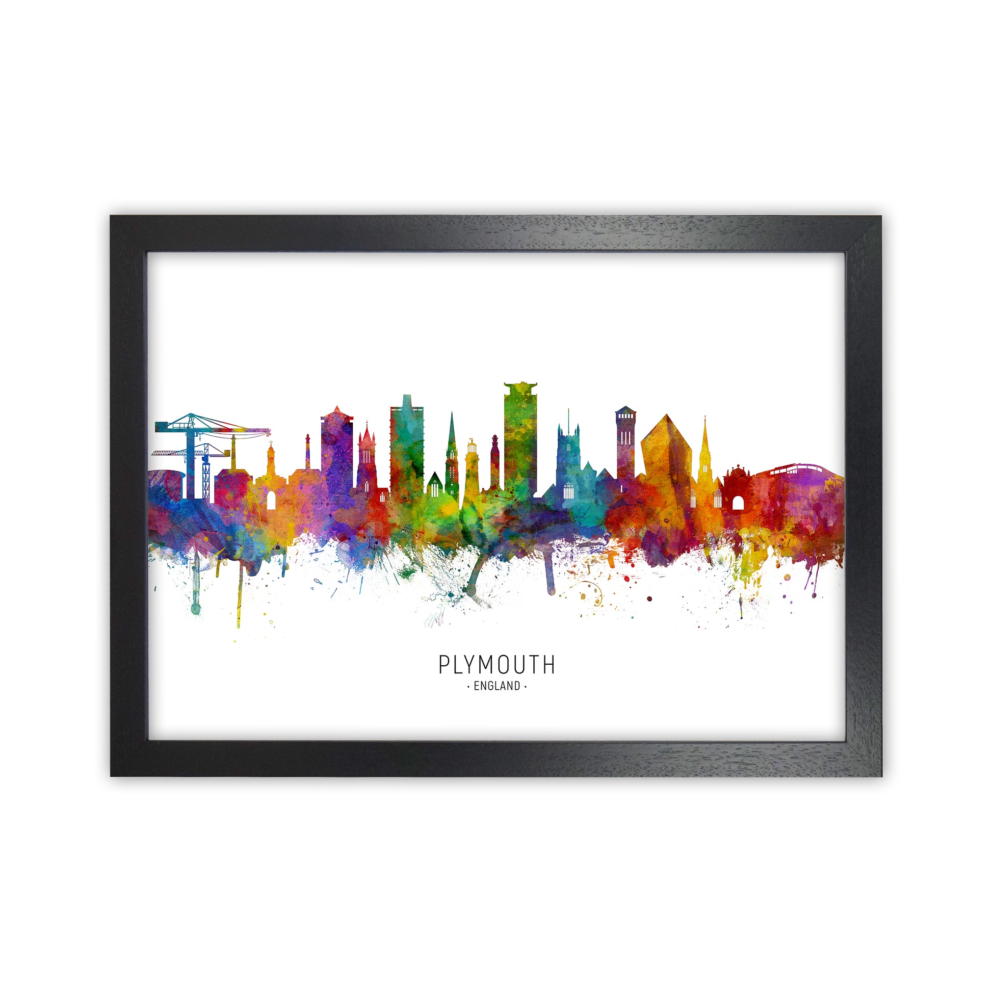 Plymouth England Skyline Art Print by Michael Tompsett Black Grain