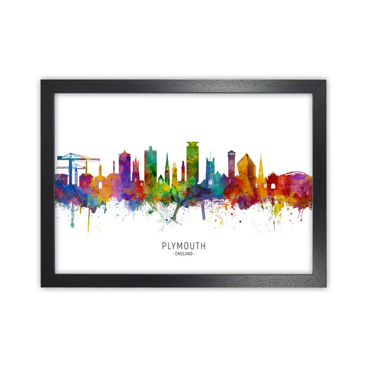 Plymouth England Skyline Art Print by Michael Tompsett Black Grain