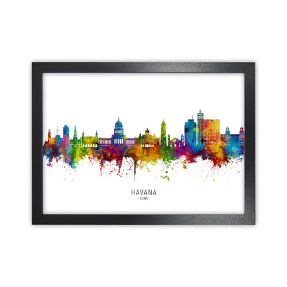 Havana Cuba Skyline Art Print by Michael Tompsett Black Grain