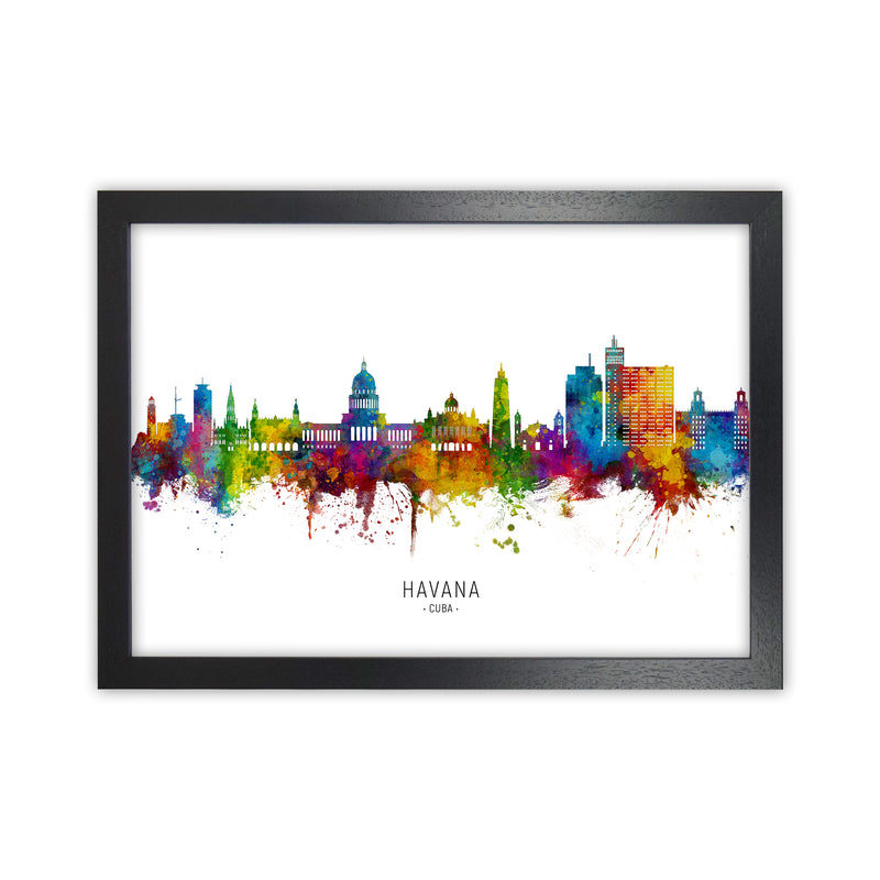 Havana Cuba Skyline Art Print by Michael Tompsett Black Grain