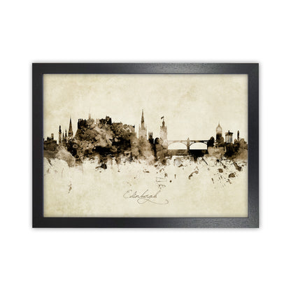 Edinburgh Scotland Skyline Vintage Print by Michael Tompsett Black Grain