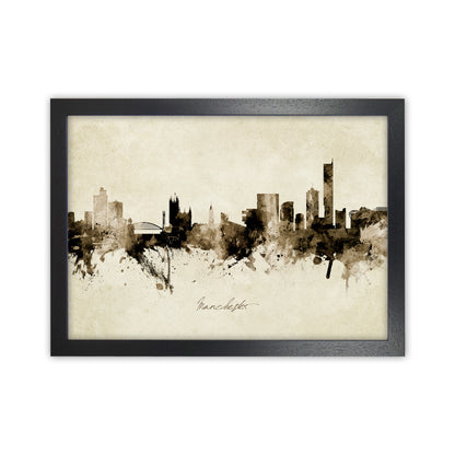 Manchester England Skyline Vintage Print by Michael Tompsett Black Grain