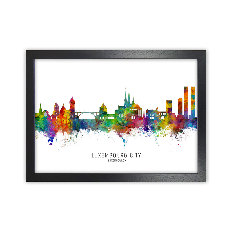 Luxembourg City Luxembourg Skyline Print by Michael Tompsett Black Grain