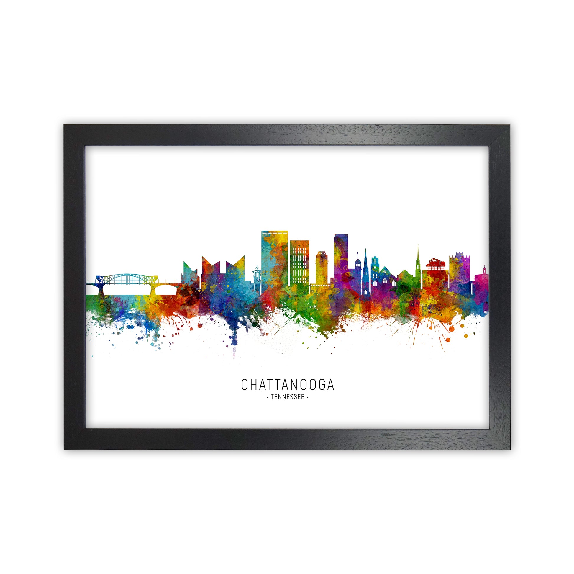 Chattanooga Tennessee Skyline Art Print by Michael Tompsett Black Grain