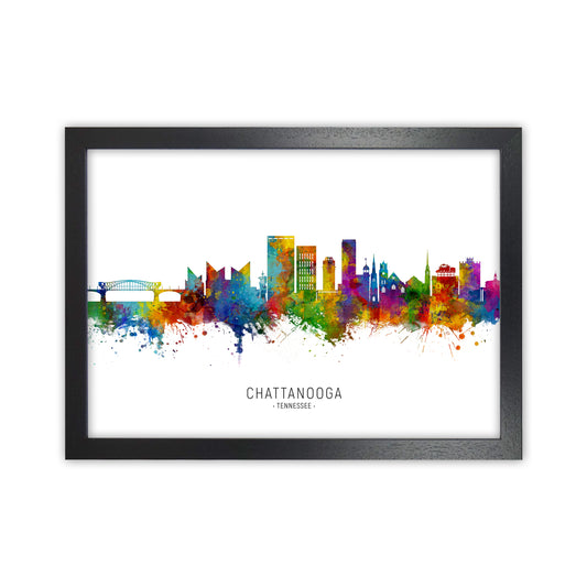 Chattanooga Tennessee Skyline Art Print by Michael Tompsett Black Grain