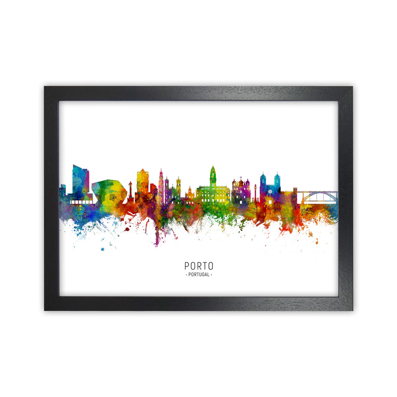 Porto Portugal Skyline Art Print by Michael Tompsett Black Grain