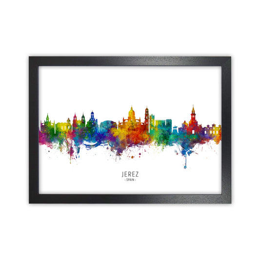 Jerez Spain Skyline Art Print by Michael Tompsett Black Grain