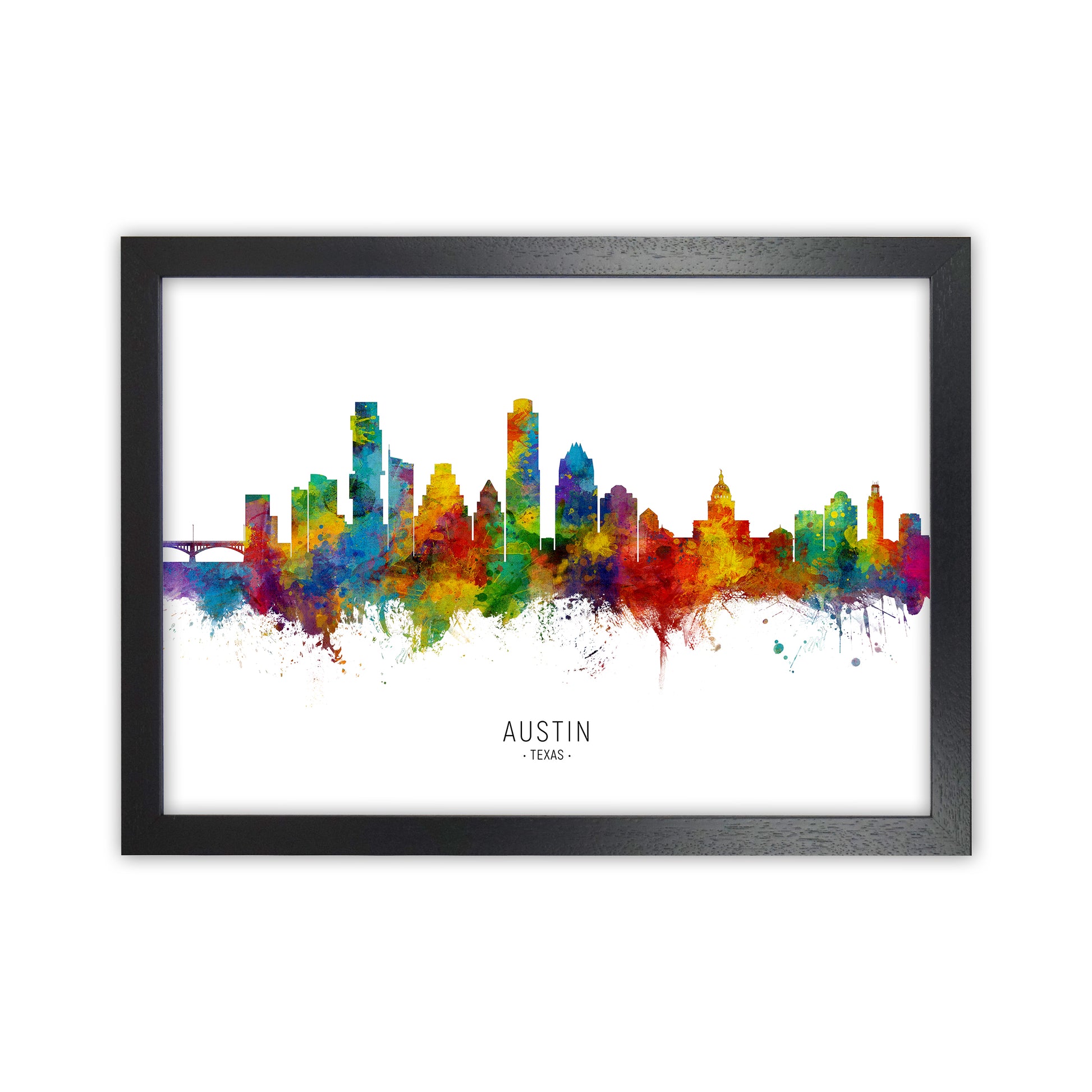 Austin Texas Skyline Art Print by Michael Tompsett Black Grain