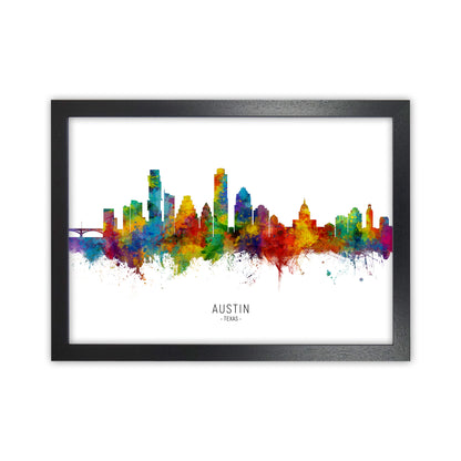 Austin Texas Skyline Art Print by Michael Tompsett Black Grain
