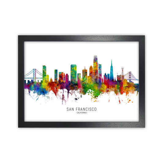 San Francisco California Skyline Print by Michael Tompsett Black Grain