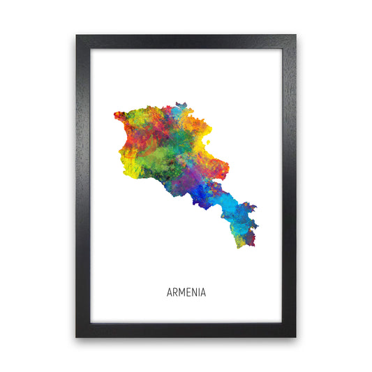 Armenia Watercolour Map Art Print by Michael Tompsett Black Grain