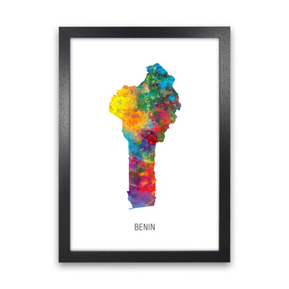 Benin Watercolour Map Art Print by Michael Tompsett Black Grain