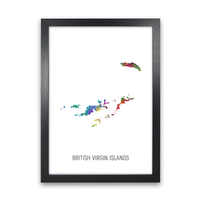 British Virgin Islands Watercolour Map  by Michael Tompsett Black Grain