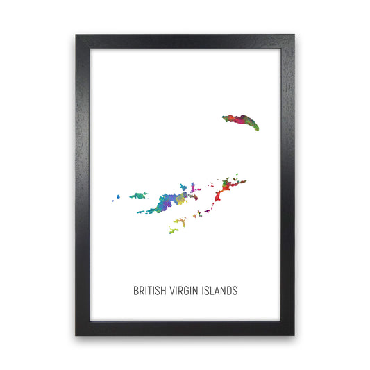 British Virgin Islands Watercolour Map  by Michael Tompsett Black Grain