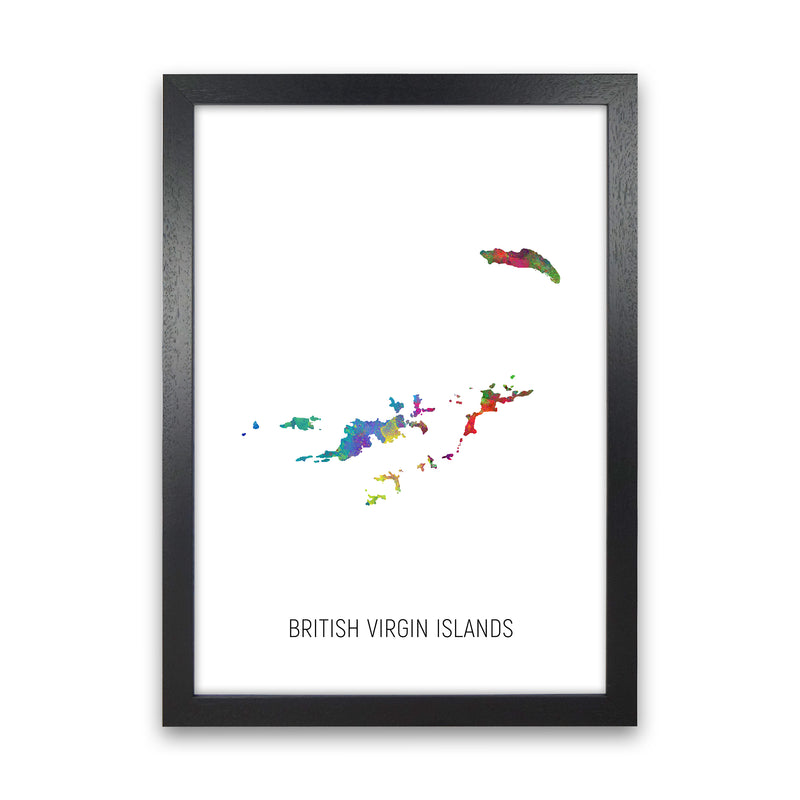 British Virgin Islands Watercolour Map  by Michael Tompsett Black Grain