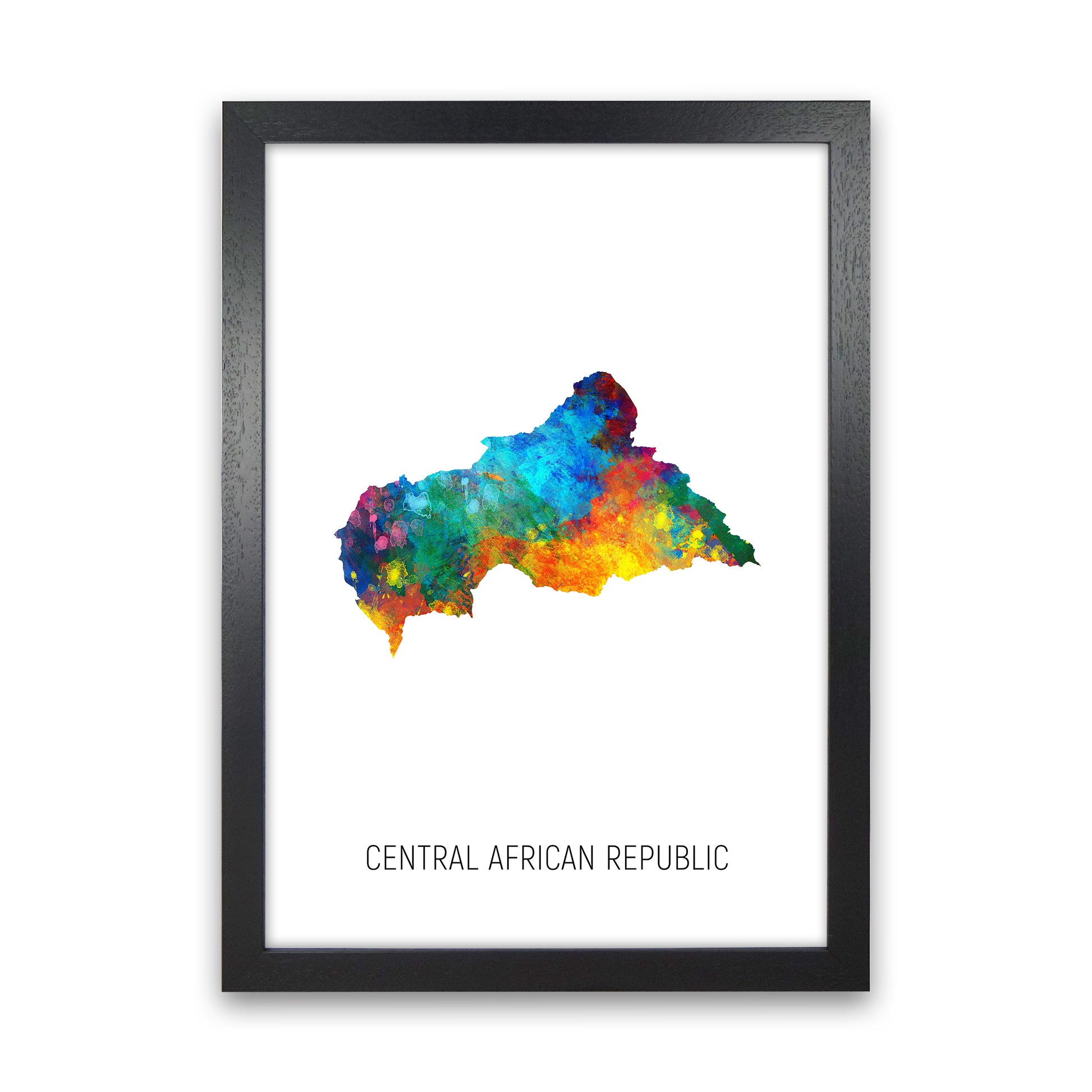 Central African Republic Watercolour Map  by Michael Tompsett Black Grain