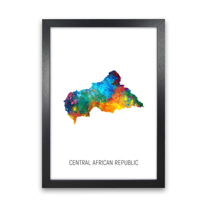 Central African Republic Watercolour Map  by Michael Tompsett Black Grain