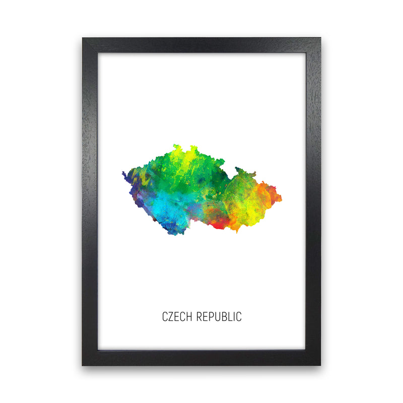 Czech Republic Watercolour Map Art Print by Michael Tompsett Black Grain