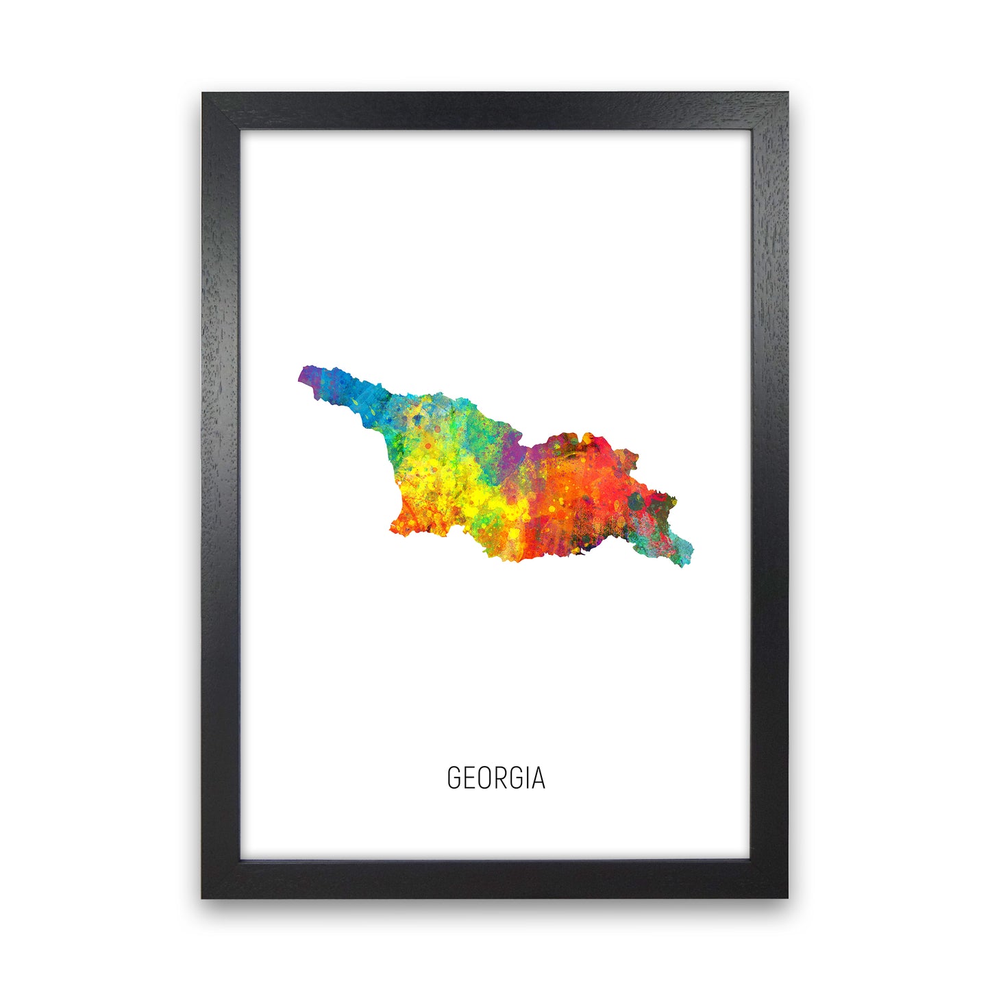Georgia Watercolour Map Art Print by Michael Tompsett Black Grain