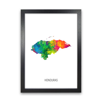 Honduras Watercolour Map Art Print by Michael Tompsett Black Grain